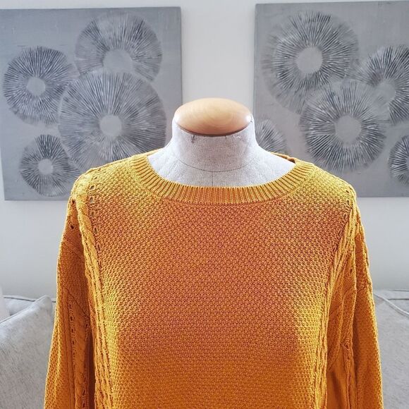 ✨ VOLCOM ✨ Cable Bodied Boxy Fit Crew Neck Sweater - [XXL, Mustard Gold] - Picture 6 of 14